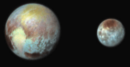 Pluto and Charon (false color)